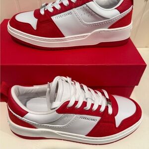 Ferragamo Red and White Sneakers